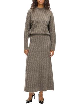 Saia maxi de malha tostada Vila Virelli para mulher.