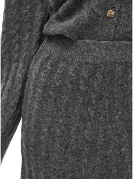 Saia Vila Virelli maxi de malha cinza para mulher.