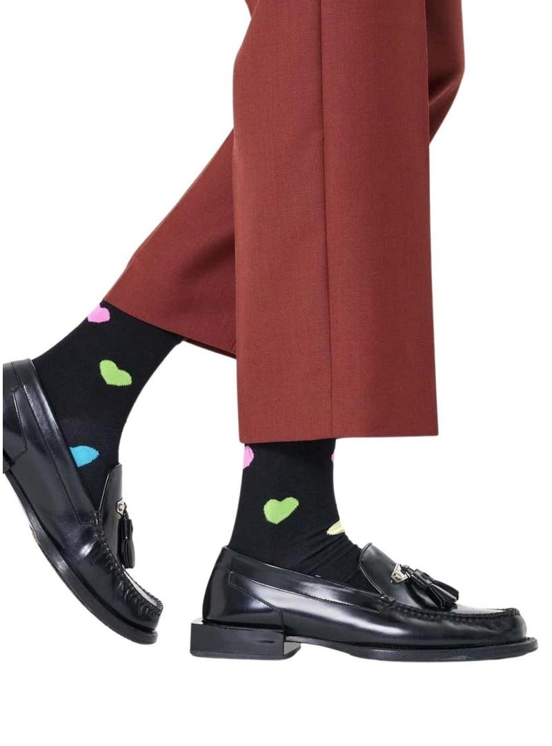 Meias Happy Socks Heart preto.