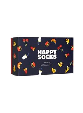 Conjunto de presentes Happy Socks três pares para mulher e homem.