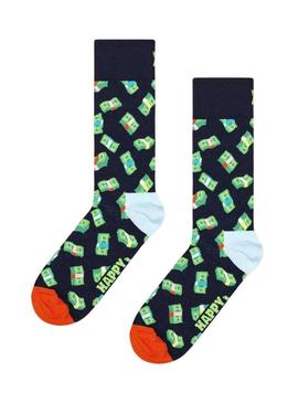 Meias Happy Socks Money azul marinho.