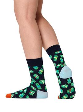 Meias Happy Socks Money azul marinho.
