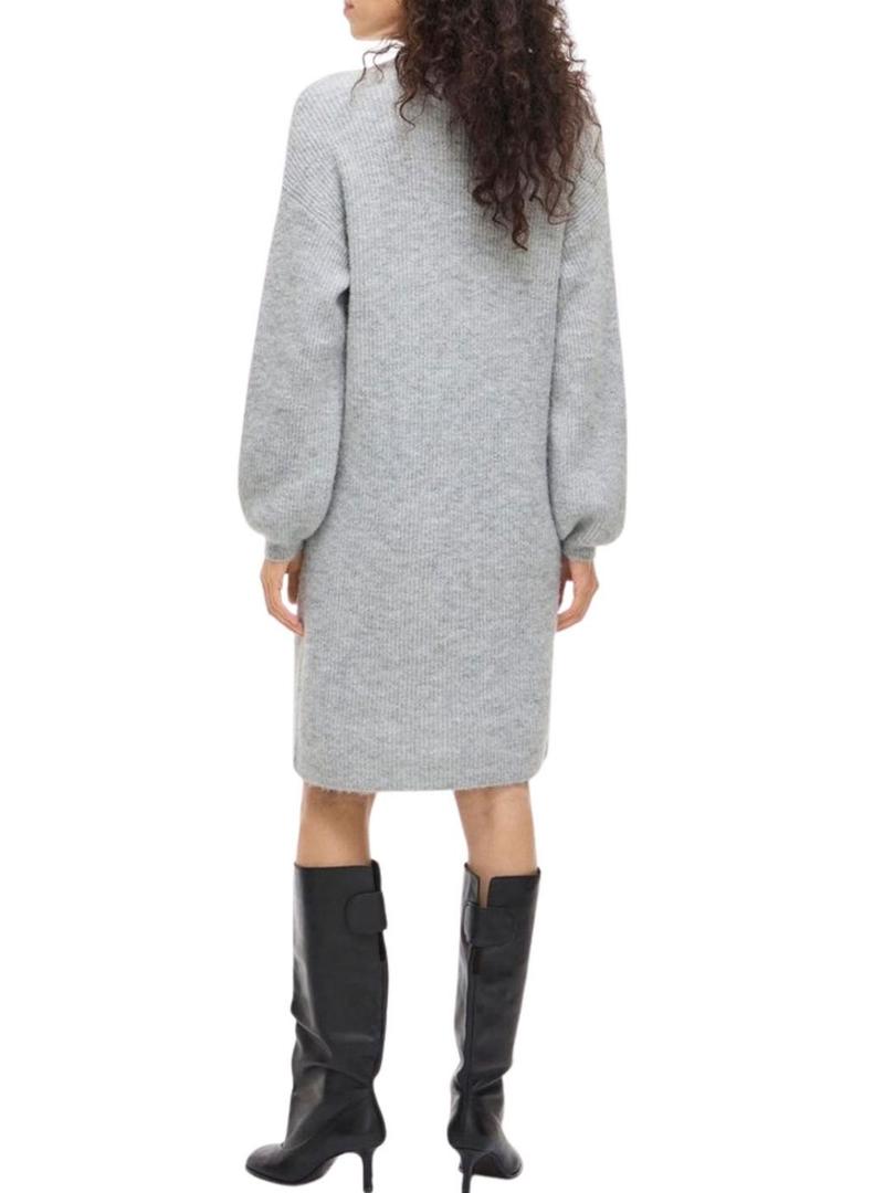Vestido Vila Viretta de malha cinza para mulher.