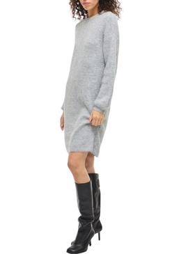 Vestido Vila Viretta de malha cinza para mulher.
