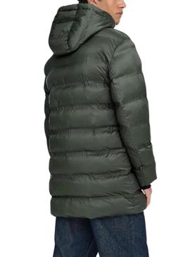 Casaco acolchoado Only and Sons Union com capuz verde para homem.