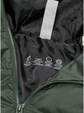 Casaco acolchoado Only and Sons Union com capuz verde para homem.