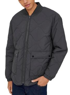 Casaco Only and Sons Wren acolchoado cinzento para homem