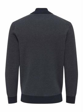 Camisola Only and Sons Philip marinho com fecho para homem.