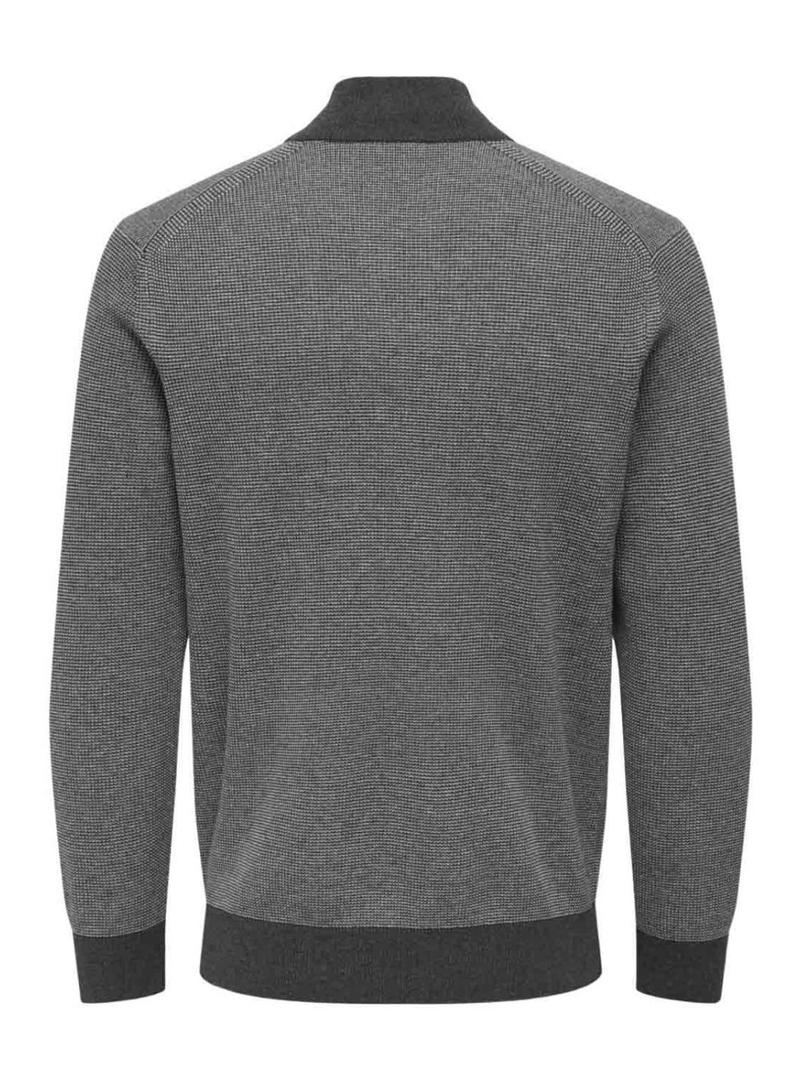 Camisola Only and Sons Philip cinza com fecho para homem