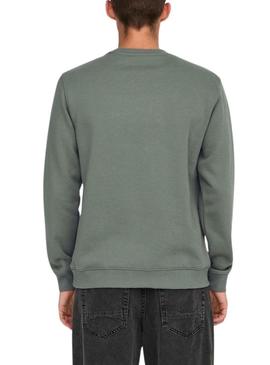 Moletom Only and Sons Curated Crew verde para homem.