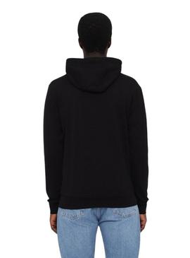 Jaqueta Emporio Armani EA7 preta e dourada com capuz para homem.