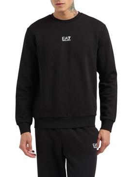 Moletom Emporio Armani EA7 preto com logo branco para homem