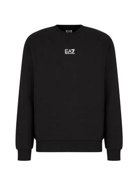 Moletom Emporio Armani EA7 preto com logo branco para homem
