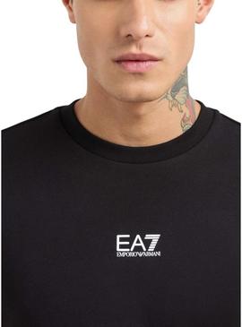 Moletom Emporio Armani EA7 preto com logo branco para homem