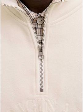 Moletom Jack and Jones Bleecker bege para homem.