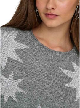 Camisola Only Rosie Glitter cinza para mulher.