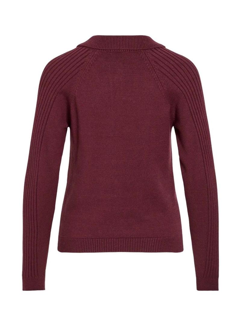 Camisa polo Vila Vidarja granate para mulher.