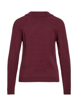 Camisa polo Vila Vidarja granate para mulher.