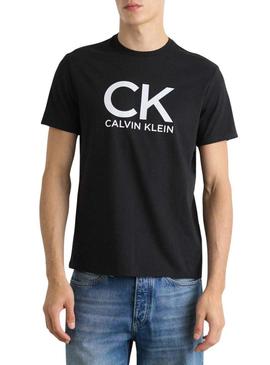 Camiseta Calvin Klein Graphic preta para homem.