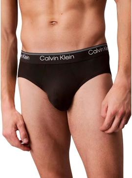 Pack 3 cuecas Calvin Klein Microfibra Stretch preto para homem.