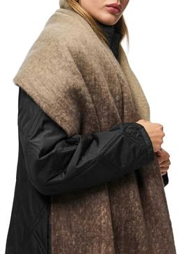 Cachecol Pieces Bea xadrez marrom comprido para mulher