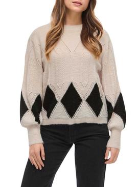 Camisola Vila Vituli preta com losangos para mulher