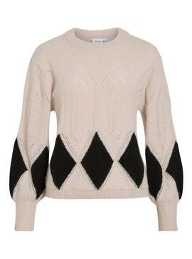 Camisola Vila Vituli preta com losangos para mulher