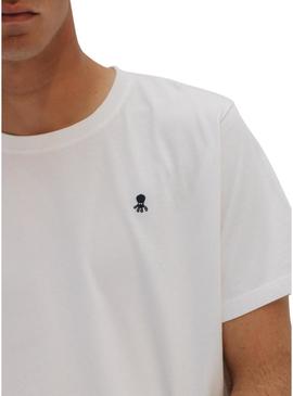 Camiseta El Pulpo bordado logo branco para homem.