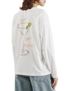 Camiseta Only Vivvi manga comprida branca para mulher.