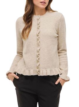 Jaqueta Vila Vijacia com babados bege para mulher.