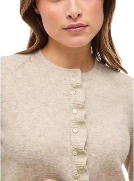 Jaqueta Vila Vijacia com babados bege para mulher.