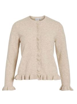 Jaqueta Vila Vijacia com babados bege para mulher.