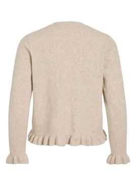 Jaqueta Vila Vijacia com babados bege para mulher.