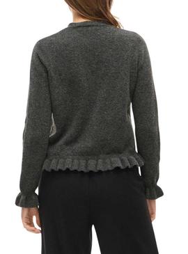 Jaqueta Vila Vijacia com babados cinza para mulher.