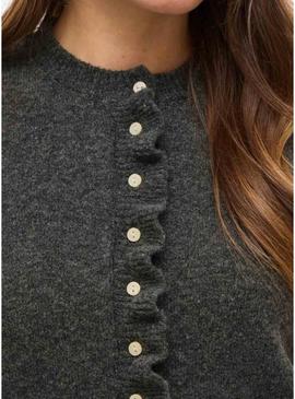 Jaqueta Vila Vijacia com babados cinza para mulher.