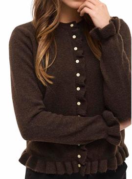 Jaqueta Vila Vijacia com babados marrom para mulher.