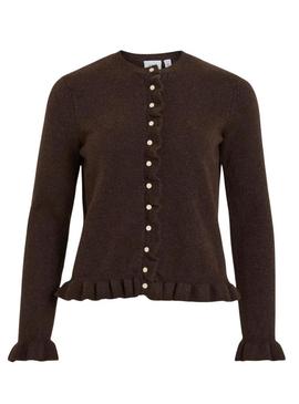 Jaqueta Vila Vijacia com babados marrom para mulher.