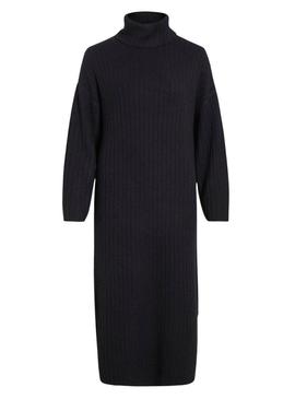 Vestido Vila Vilassia de malha gola alta preto para mulher