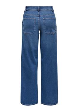 Calça de ganga Only Astoria wide leg azul médio para mulher.