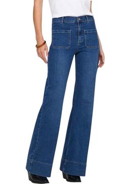 Calça de ganga Only Cypress com bolsos com bainha para mulher.