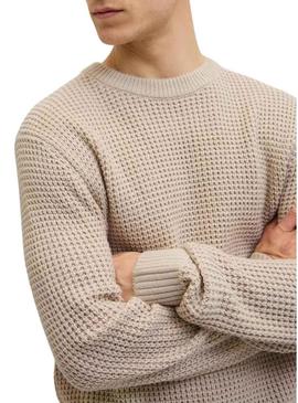 Camisa Jack and Jones Global bege para homem.