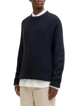 Camiseta Jack and Jones Kaito azul marinho para homem.