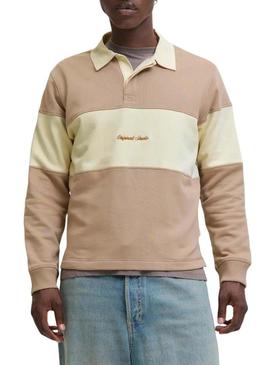 Camisa Jack and Jones Norrebro camel e bege para homem.