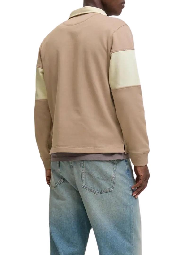 Camisa Jack and Jones Norrebro camel e bege para homem.