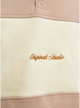 Camisa Jack and Jones Norrebro camel e bege para homem.