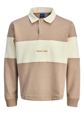 Camisa Jack and Jones Norrebro camel e bege para homem.