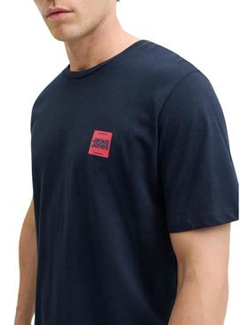 Camiseta Jack and Jones Brandy azul marino para homem.