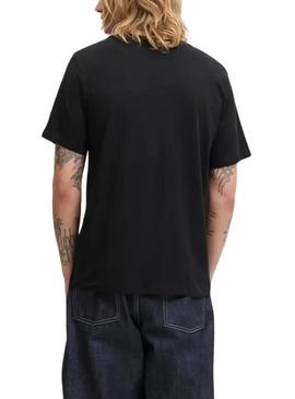 Camiseta Jack and Jones Brandy preta para homem.
