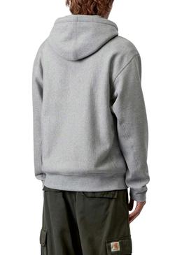Moletom com capuz Carhartt Hooded American Script cinza escuro para homem.
