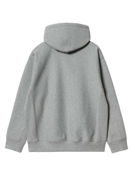Moletom com capuz Carhartt Hooded American Script cinza escuro para homem.